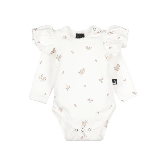 Ruffle romper flower sarah rib (off white)