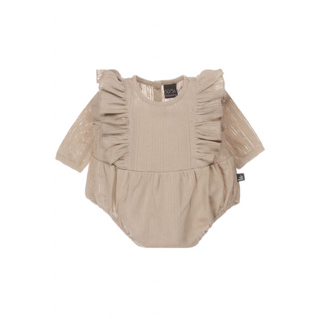 Vertical ruffle playsuit (warm beige)