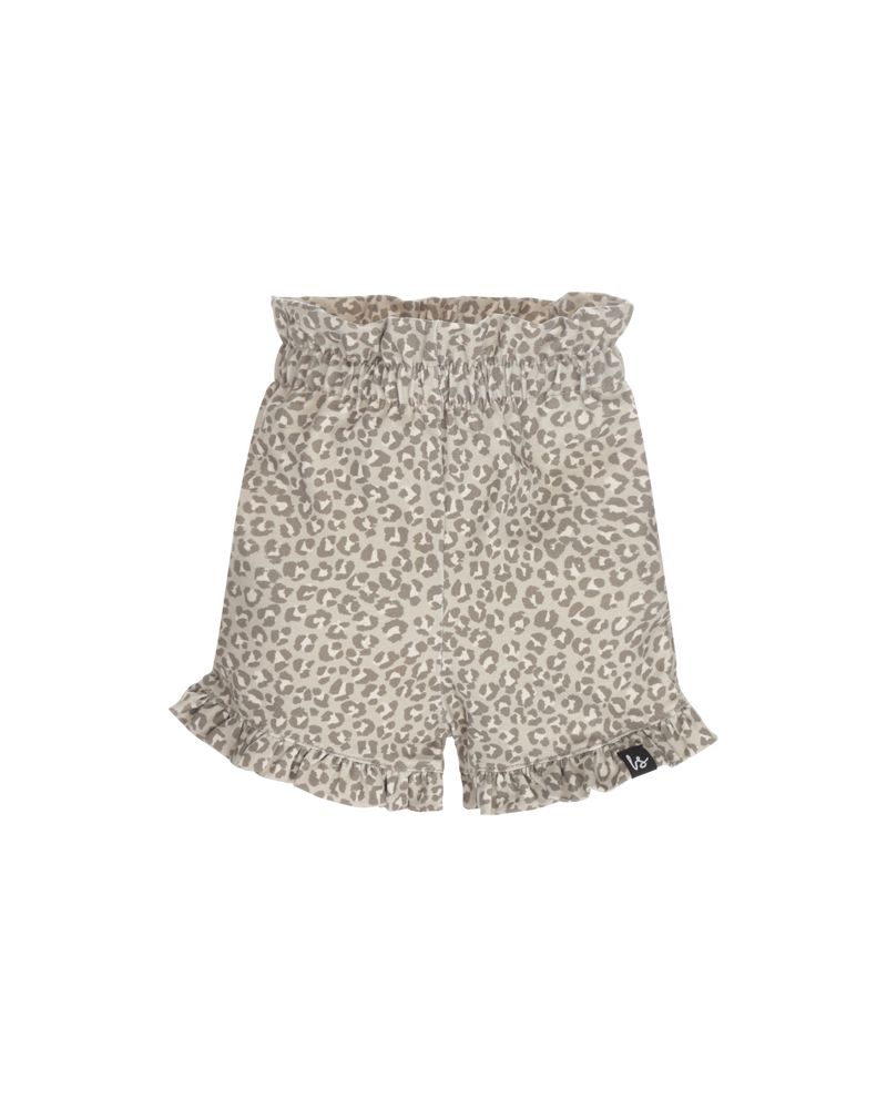 Double ruffle short leopard grey sand