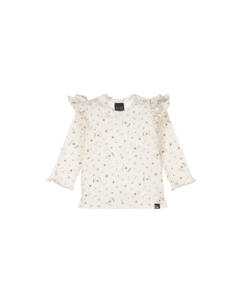 Ruffle longsleeve floral anna beige
