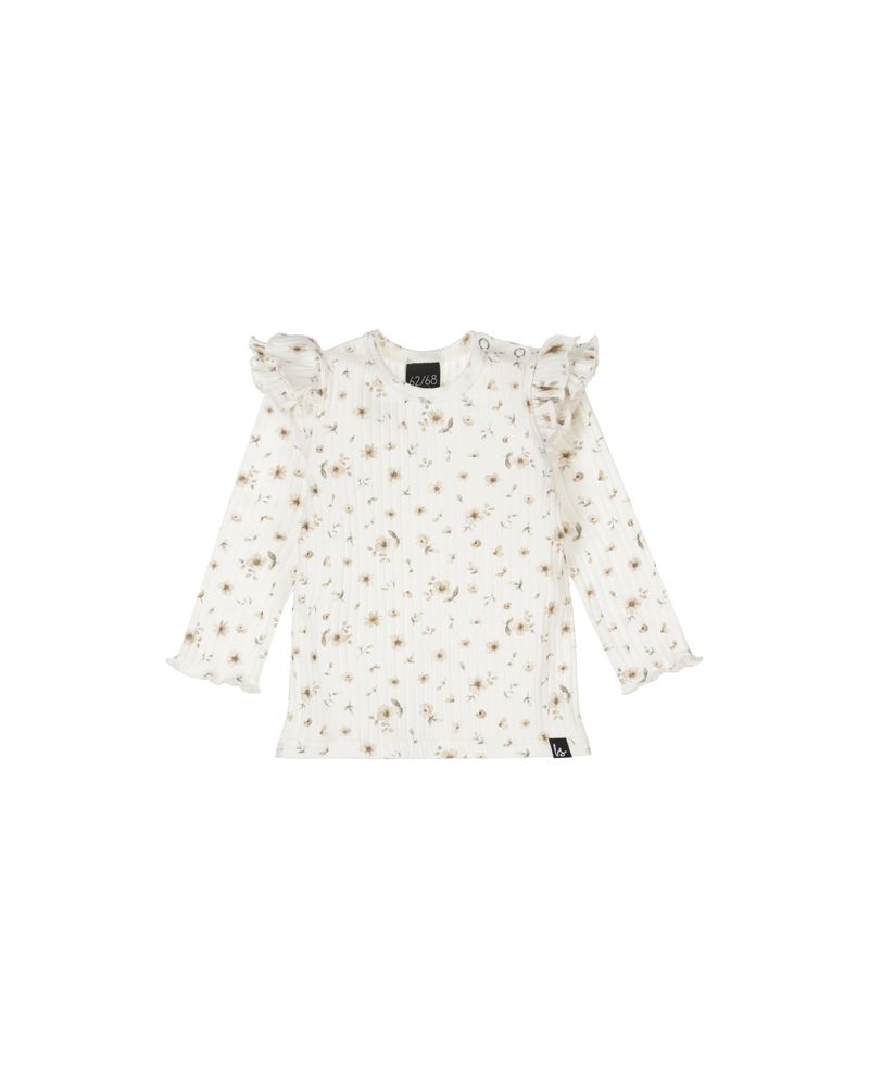 Ruffle longsleeve floral anna offwhite