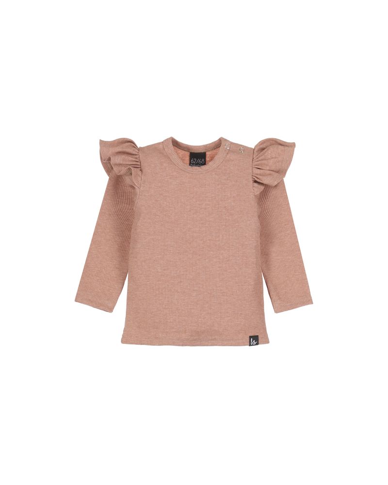 Ruffle longsleeve rib gemeleerd clay pink