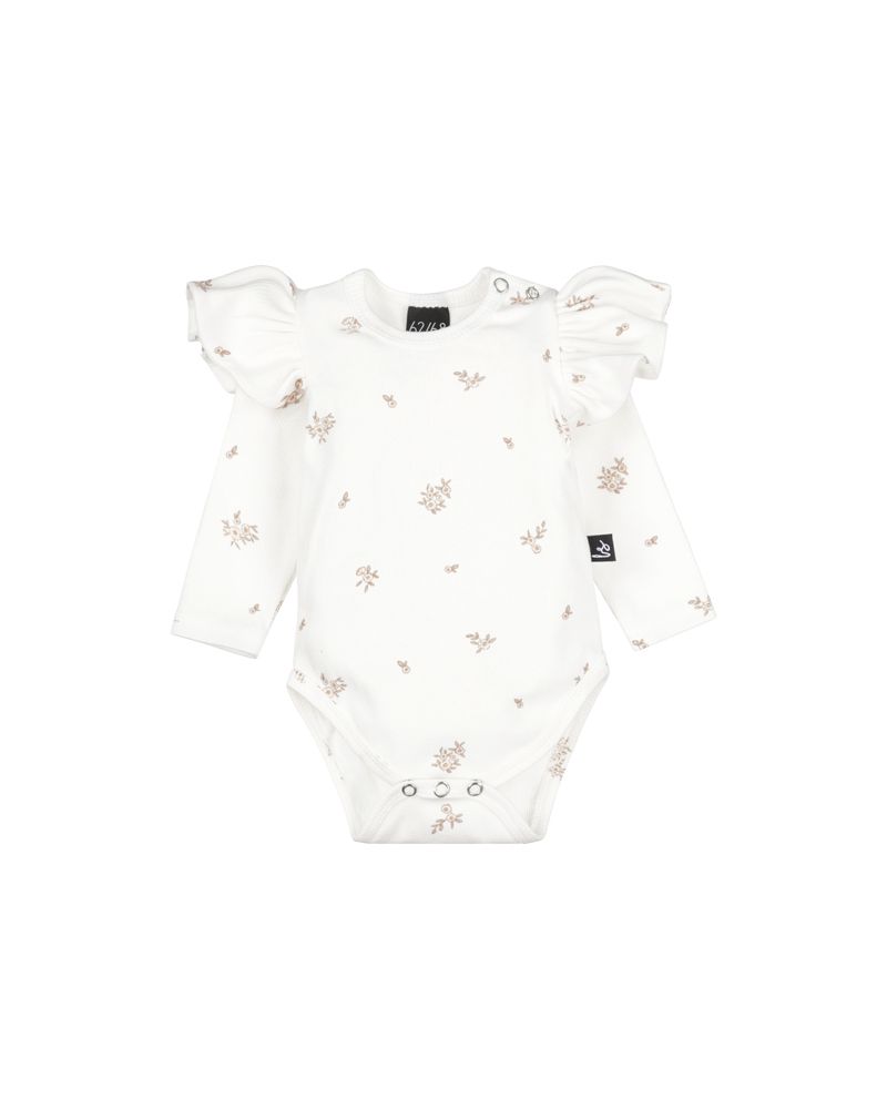 Ruffle romper flower sarah rib (off white)