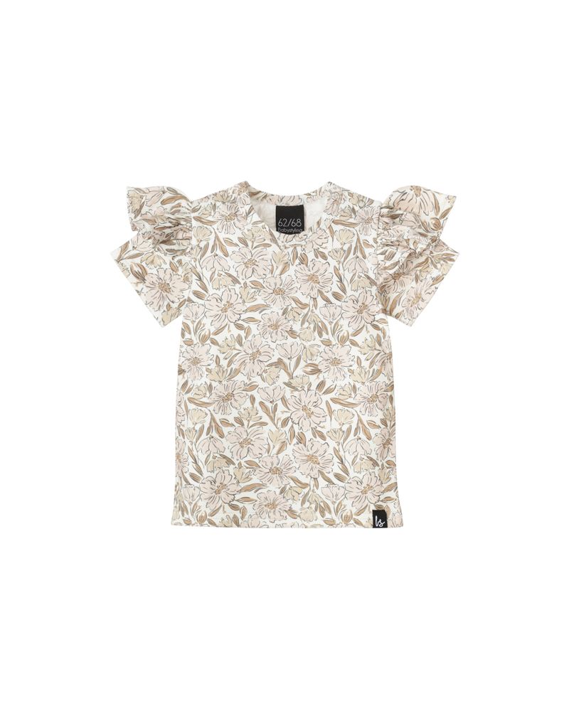 Ruffle t-shirt blooms peach pink