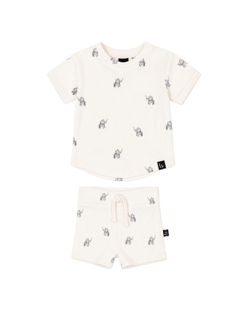 Outfit rib jersey set olifantjes