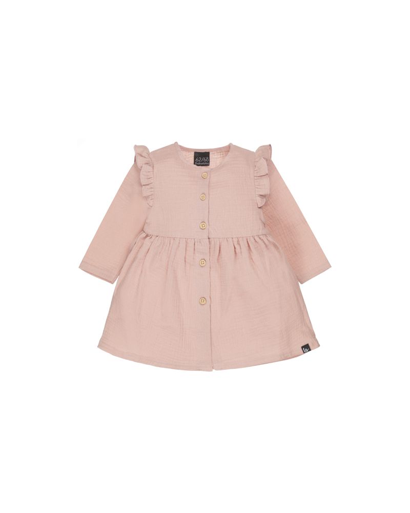 Ruffle button dress linnen (dusty pink) - preorder 4 sept